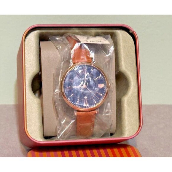 Fossil Womens Jacqueline Three-Hand Quartz Stainless Steel Leather Watch - Navy - Picture 2 of 4